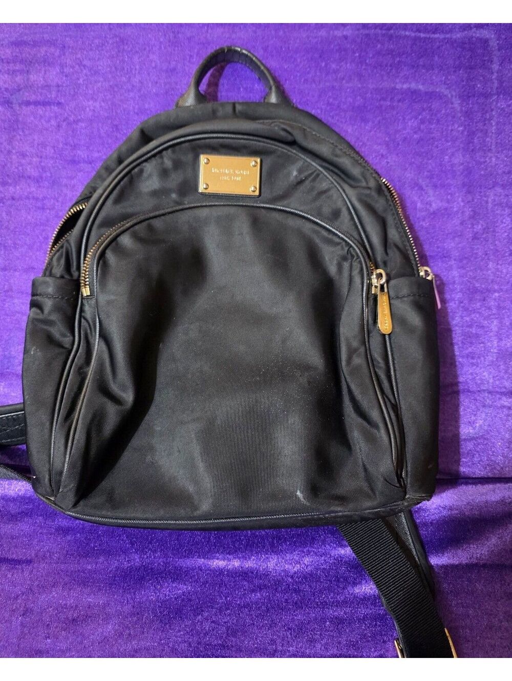 Michael Kors Black Nylon Backpack with Gold Hardware